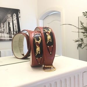 Lederer France VintageLeather Horse Gold Tone Belt